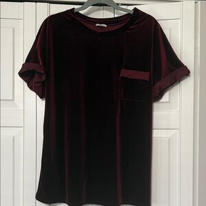 Elegant Velvet Burgundy Blouse